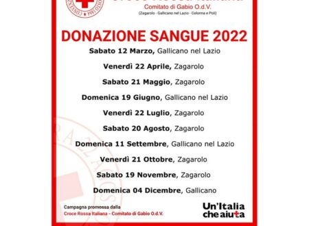 Calendario Donazione Sangue 2022